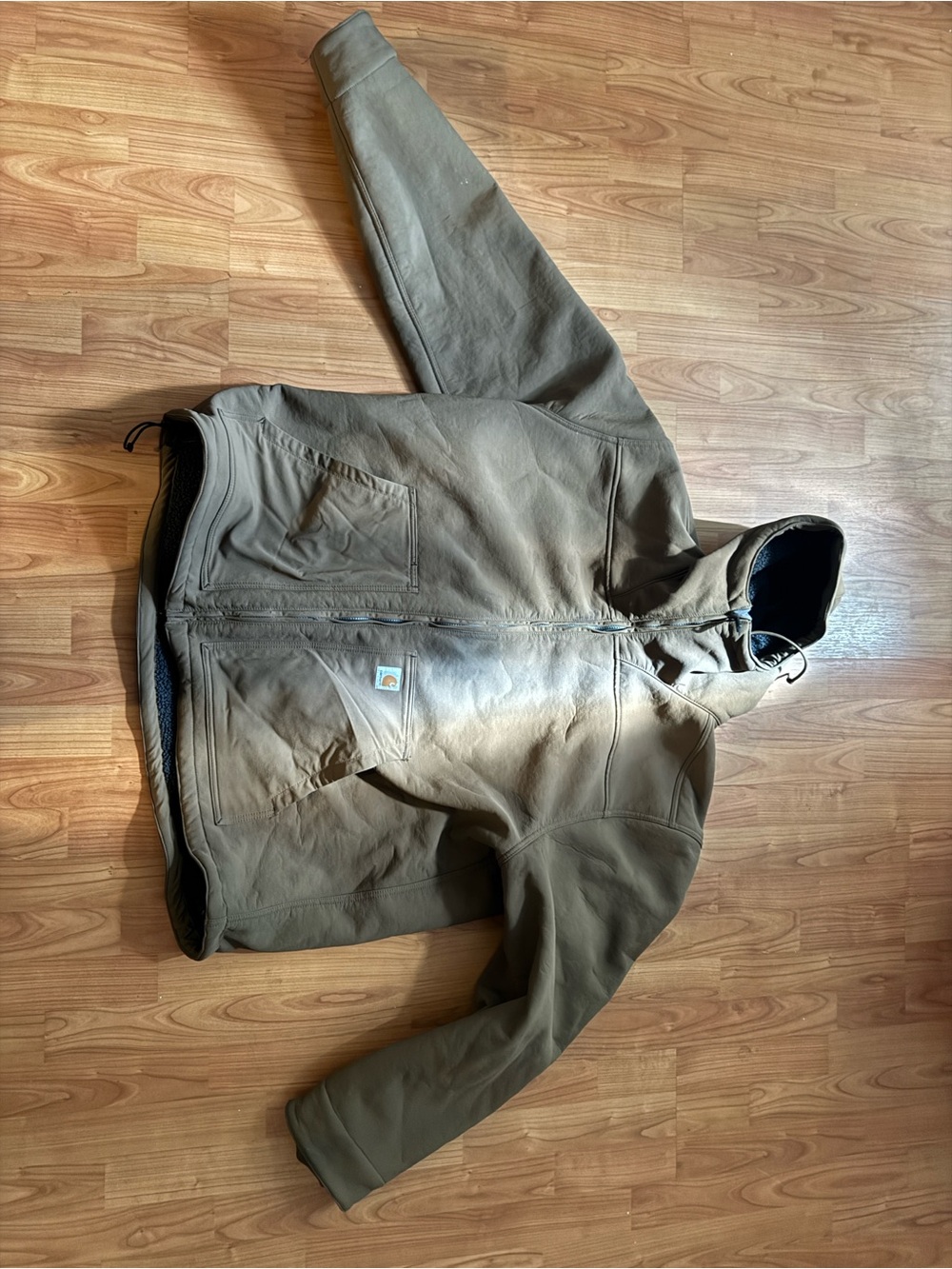 Carhartt Brown Hooded Work Jacket - Canvas Zip Front. 3XLT
